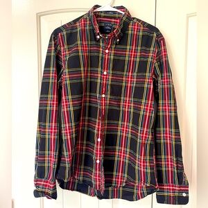 Plaid J Crew casual button down mens shirt